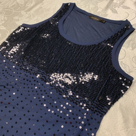 The Limited Silk Tank Navy Blue Sequins, Modal L - Picture 3 of 8